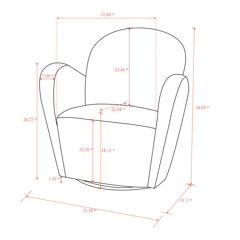Pasargad Home Maxim Modern Swivel Base Armchair, Ivory