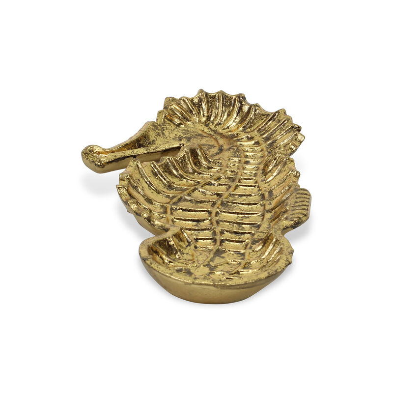 10.25" Ceili Golden Cast Iron Sea Horse Tray