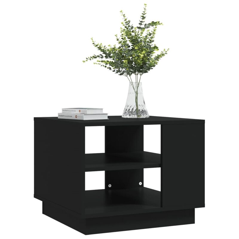 vidaXL Coffee Table Black 21.7"x21.7"x21.7" Chipboard