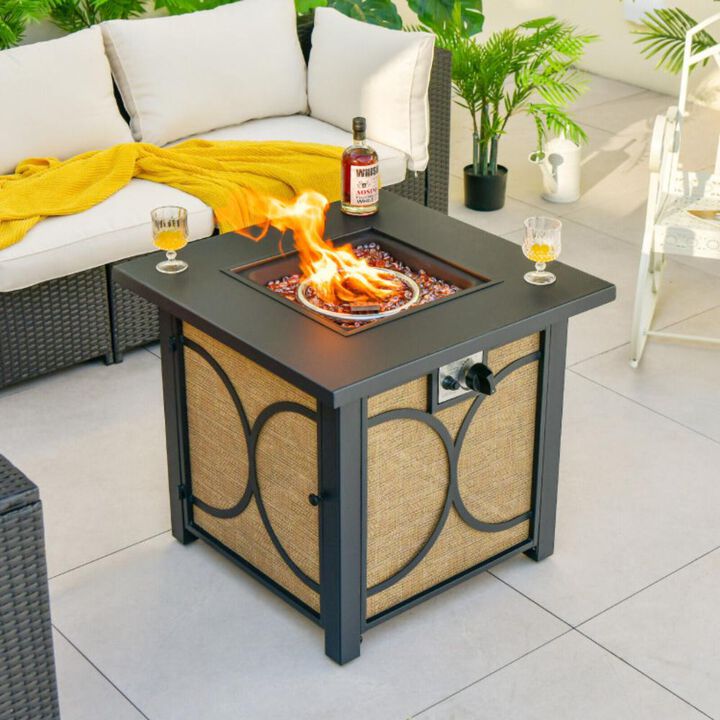 Hivvago 28 Inch 50000 BTU Outdoor Square Fire Pit Table with Cover
