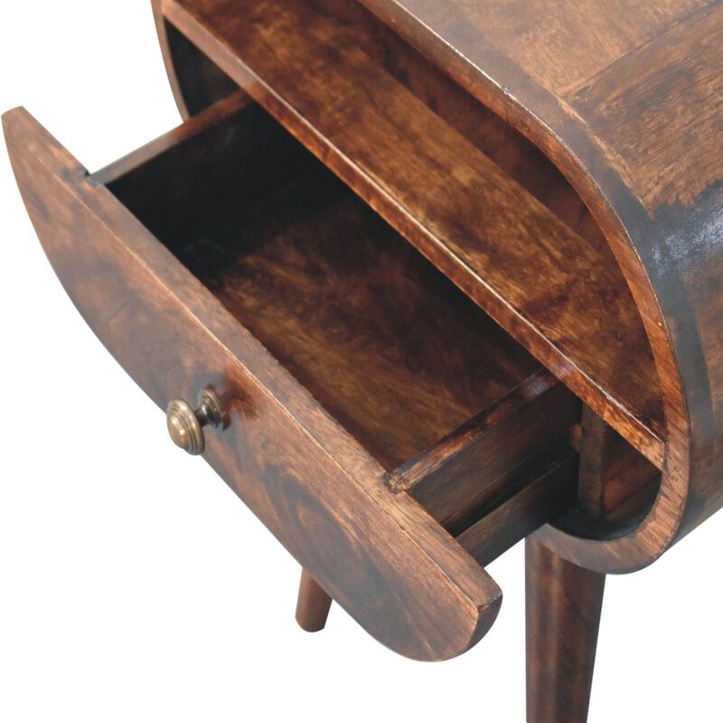 Artisan Furniture Solid Wood California Walnut Circular Bedside with Open Slot