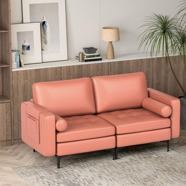 Hivvago Modern Loveseat Sofa with 2 Bolsters and Side Storage Pocket