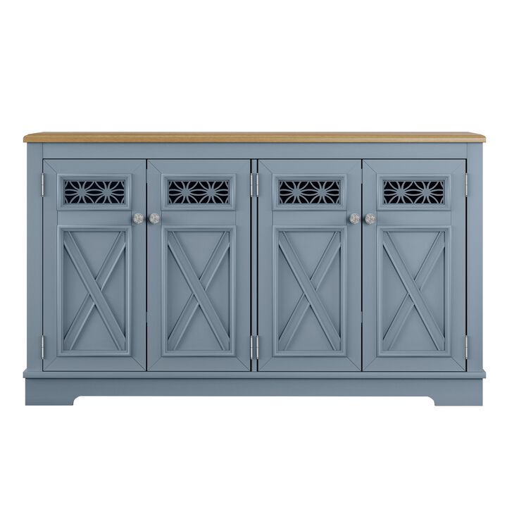 FESTIVO 57.5" Farmhouse Sideboard Buffet Cabinet with 4 Glass Doors