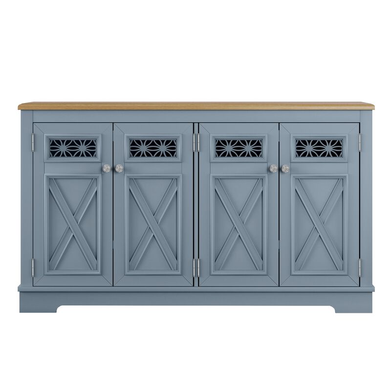 FESTIVO 57.5" Farmhouse Sideboard Buffet Cabinet with 4 Glass Doors