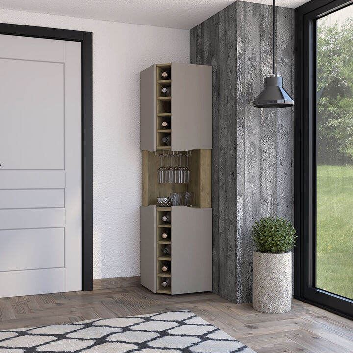 Essex 10-Bottle Bar Cabinet Macadamia And Taupe