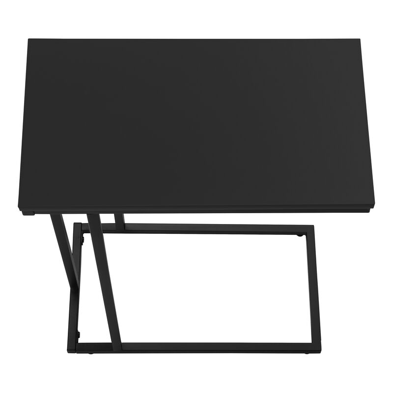 Monarch Specialties I 3467 Accent Table, C-shaped, End, Side, Snack, Living Room, Bedroom, Metal, Laminate, Black, Contemporary, Modern