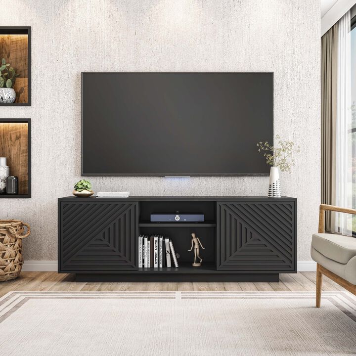 Modern TV Stand For TVs Up To 70", Black