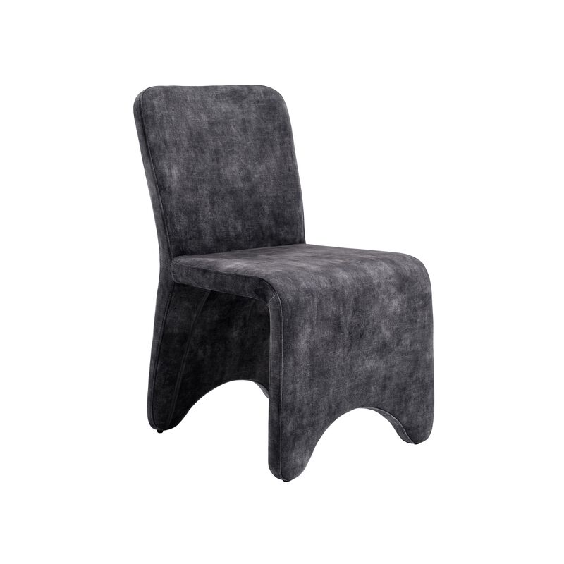 Cid Lou 19 Inch Side Dining Chair Set of 2, Gray Polyester, Panel Frame - Benzara