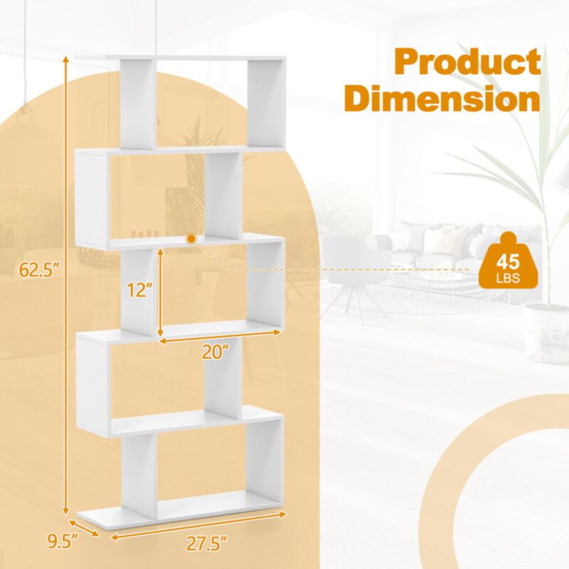 Hivvago 5-Tier Bookshelf with Anti-Toppling Device for Living Room Home Office