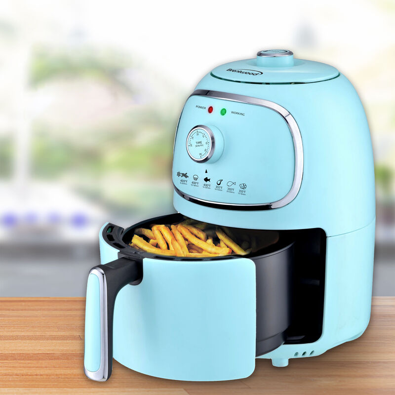 Brentwood AF-202BL 2 Quart Small Electric Air Fryer Blue with Timer and Temp Control
