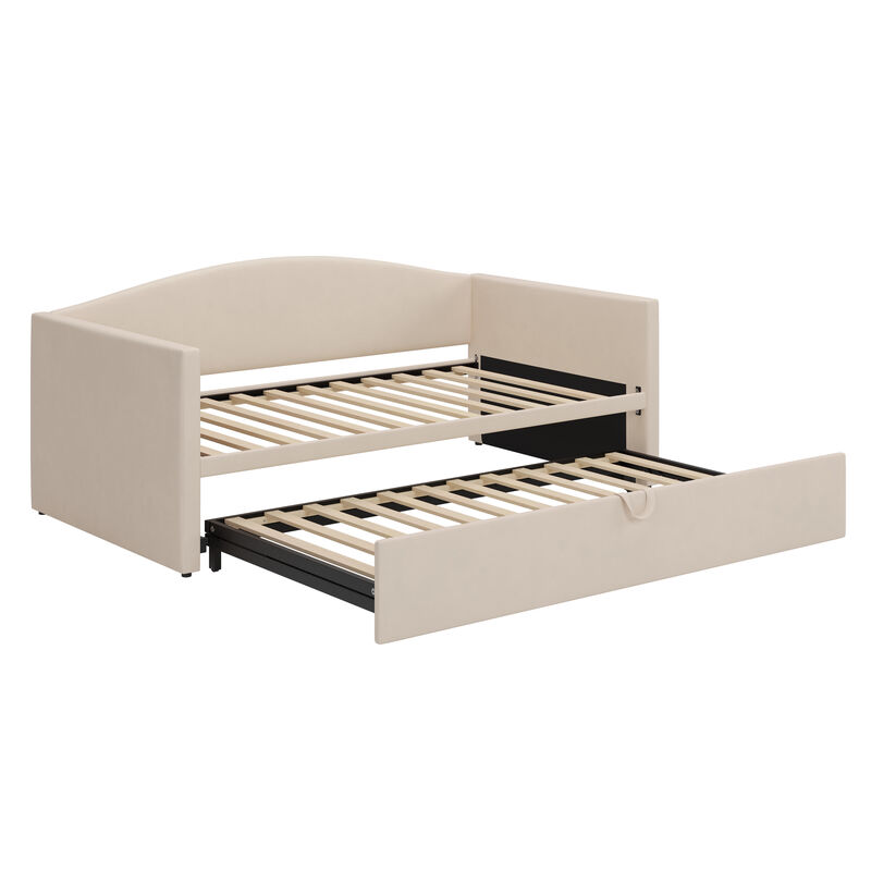 Merax Velvet Daybed with Extended Pop Up Trundle