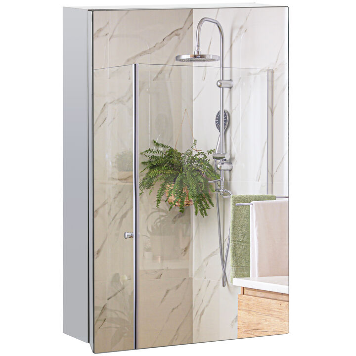 kleankin Bathroom Cabinet Wall Mounted Mirror Cabinet with Hinged Door