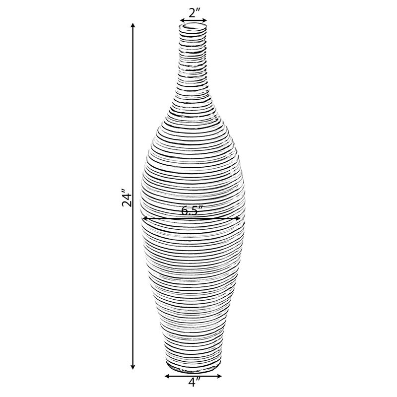 White Floor Vase, Ribbed Design, Modern Elegant Home Decoration, Tall Ceramic Vases, Contemporary Living Room Accent, Trendy Room Enhancement, Versatile Sculptural Look, Sophisticated Décor, 24 Inch