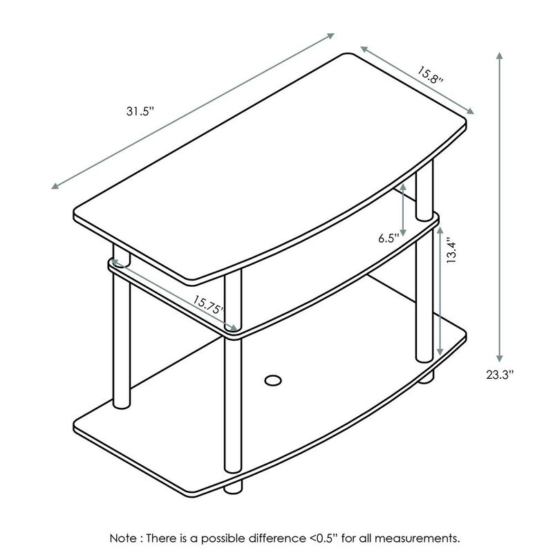 Furinno 13192 Turn-N-Tube No Tools 3-Tier TV Stands, Columbia Walnut/Black