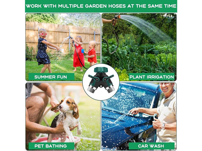 LANPOWAE Garden Hose Splitter 2 Way, 3/4" Y Water Hose Splitter with Comfort Rubber Long Handle