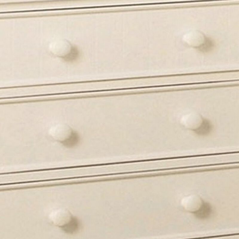 Sophisticated 5 Drawers Wooden Chest, White-Benzara