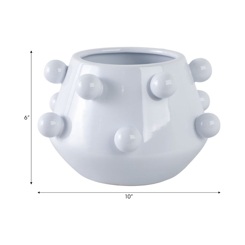 10" White Stone Bubble Planter