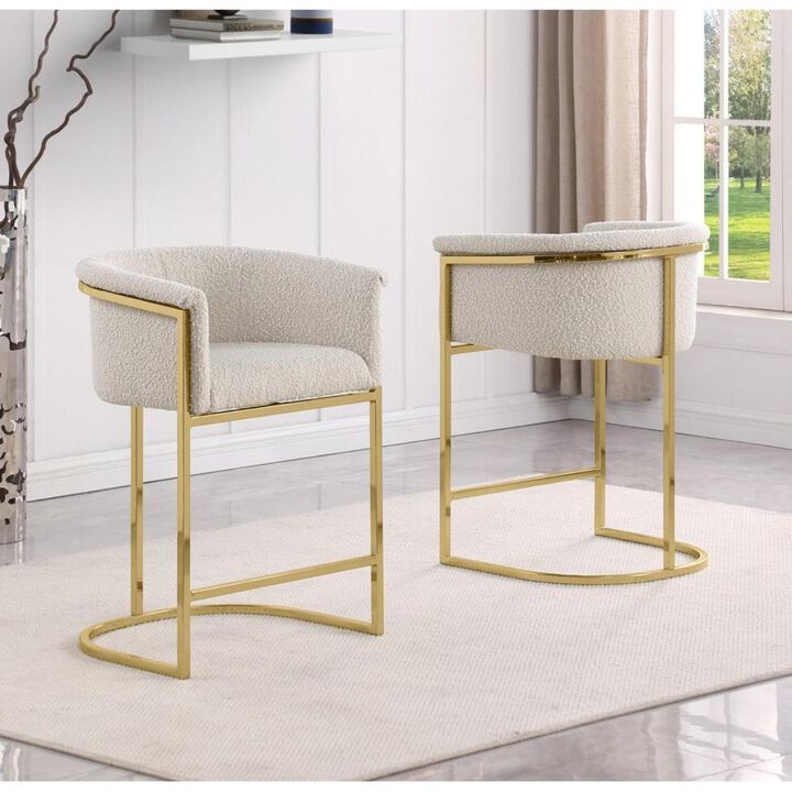 Best Quality teddy Boucle in cream counter height chair - Set of 2