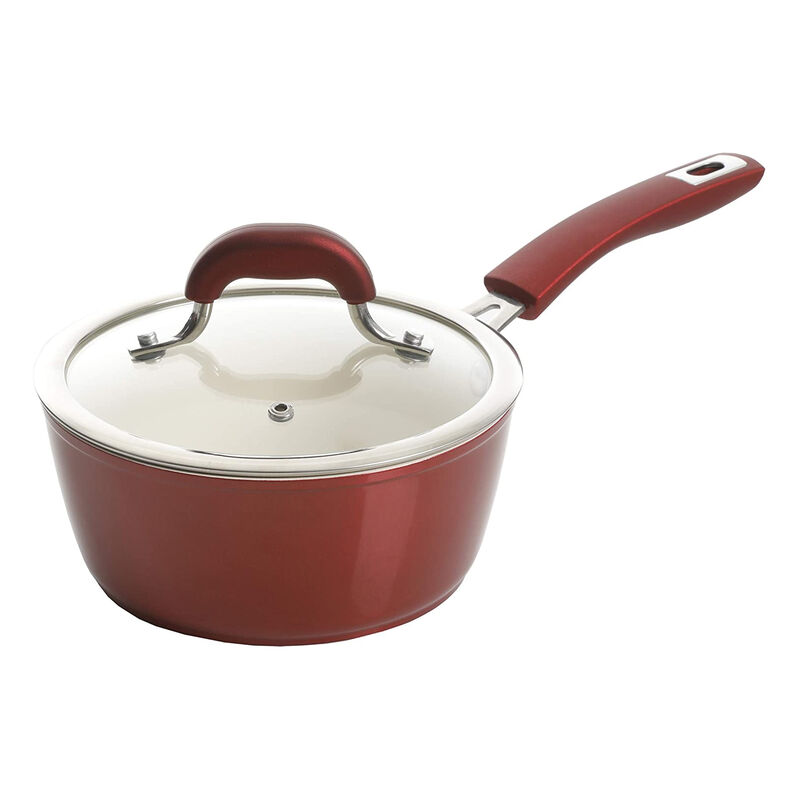 Kenmore Arlington 12 Piece Aluminum Ceramic Coated Nonstick Cookware Set in Metallic Red