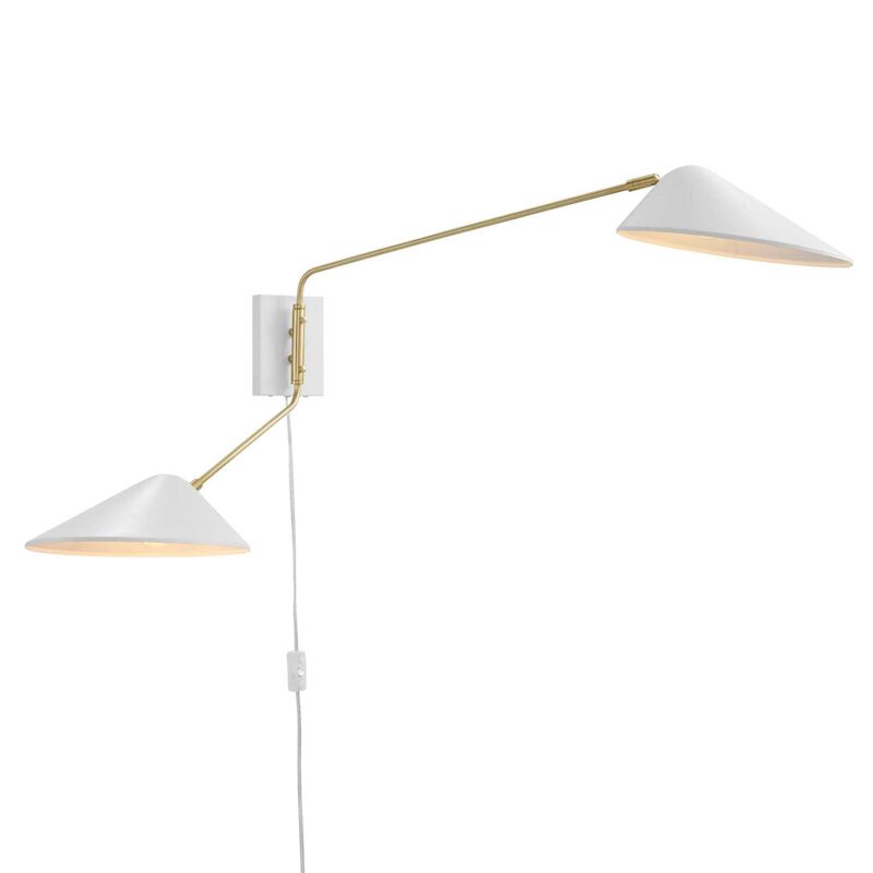 Modway Journey 2-Light Swing Arm Wall Sconce with White Finish EEI-5294-WHI
