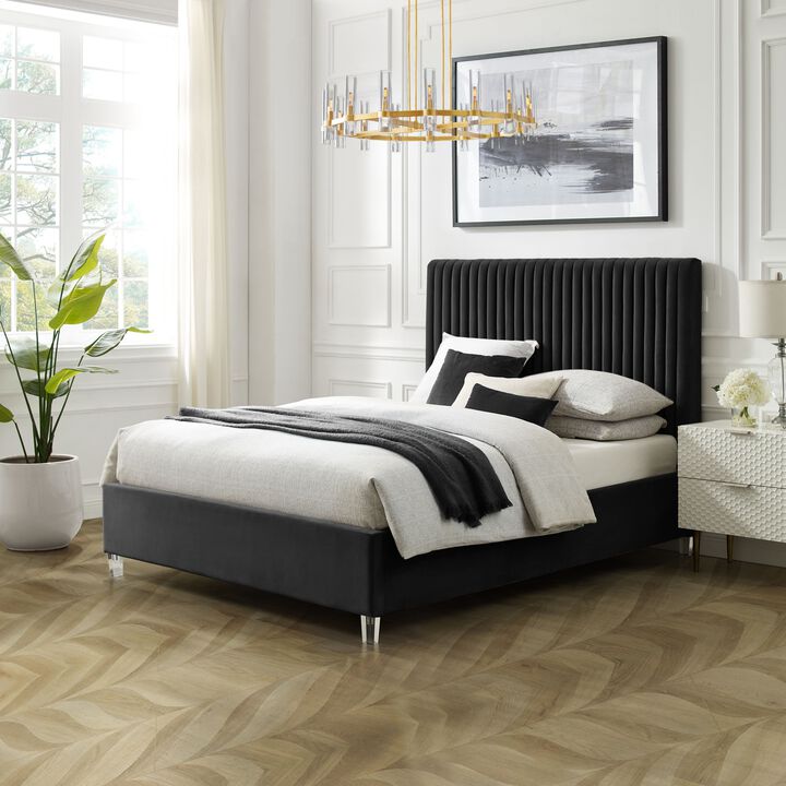Inspired Home Jaylanie Velvet Platform Bed