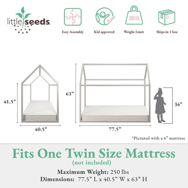 Little Seeds Skyler Metal Montessori House Bed