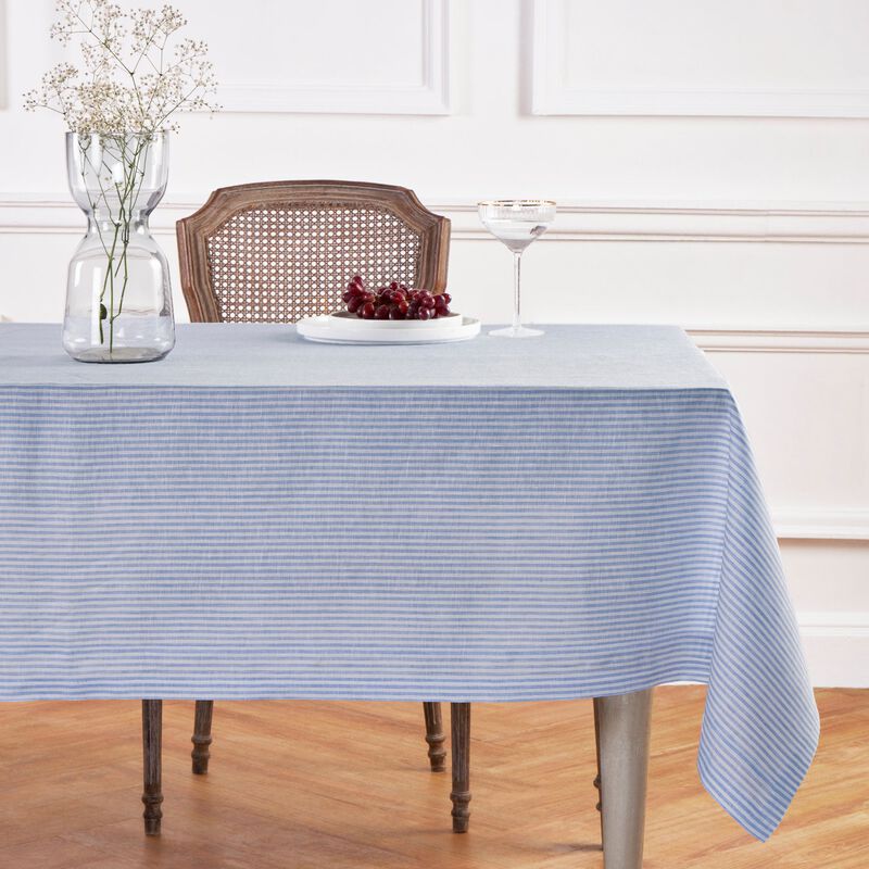 Solino Home 100% Pure Linen Tablecloth | Narrow Stripe