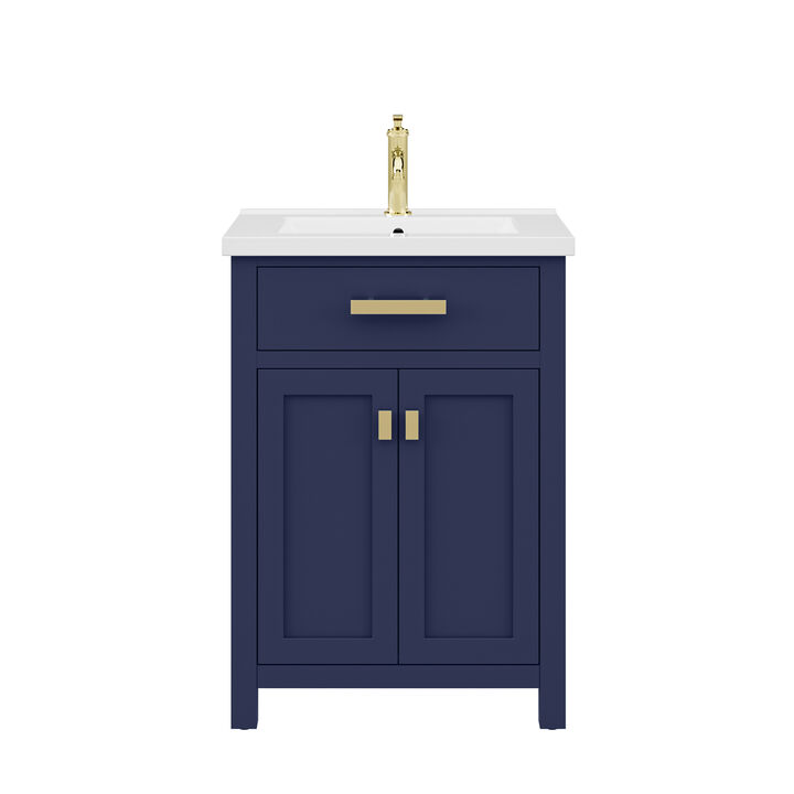 Myra 24 In. Integrated Ceramic Sink Top Bath Vanity in Monarch Blue