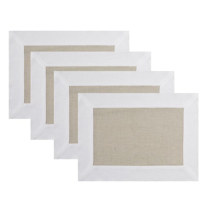 Solino Home 100% Pure Linen Placemats 14 x 19 Inch Set of 4 |Contempo