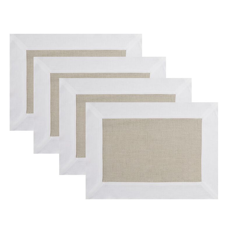 Solino Home 100% Pure Linen Placemats 14 x 19 Inch Set of 4 |Contempo