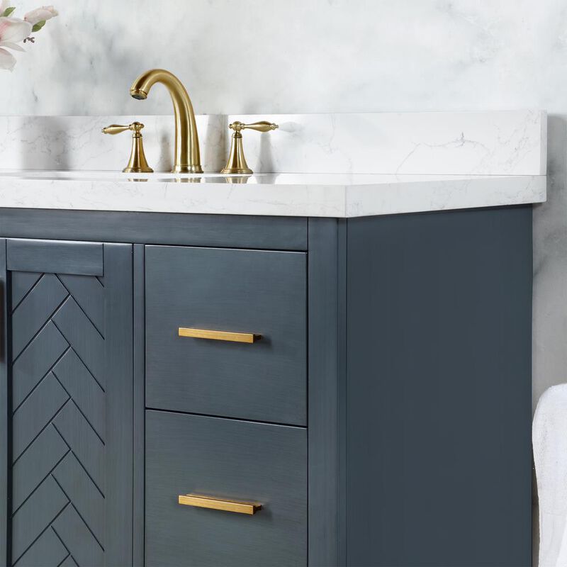 Altair 84 Double Bathroom Vanity Set in Classic Blue with Mirror