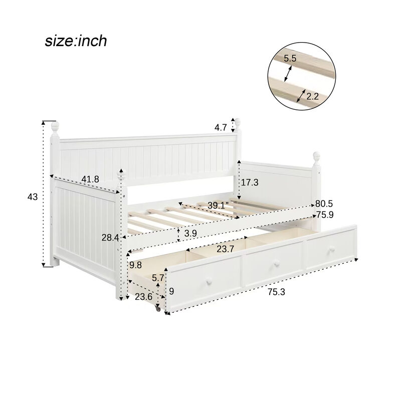 Merax Wood Daybed with Three Drawers