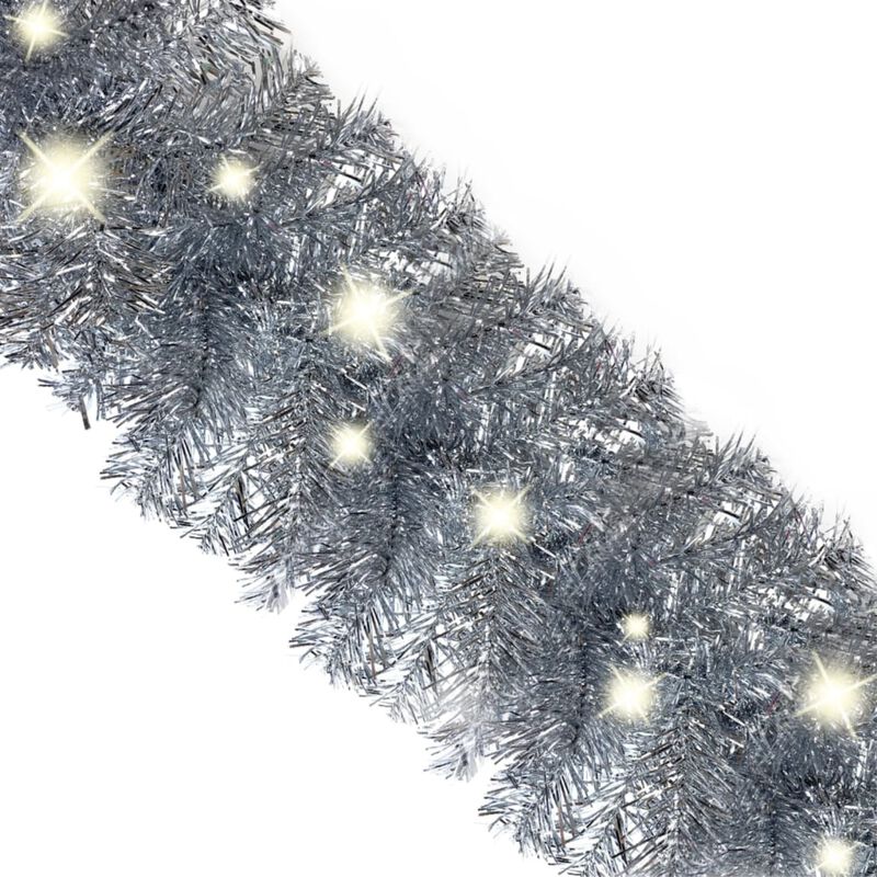 vidaXL Christmas Garland with LED Lights 393.7" Silver