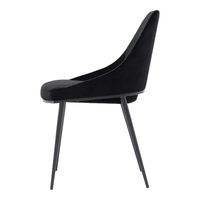 Moe's Home Collection SEDONA DINING CHAIR SHADOWED BLACK VELVET-SET OF TWO