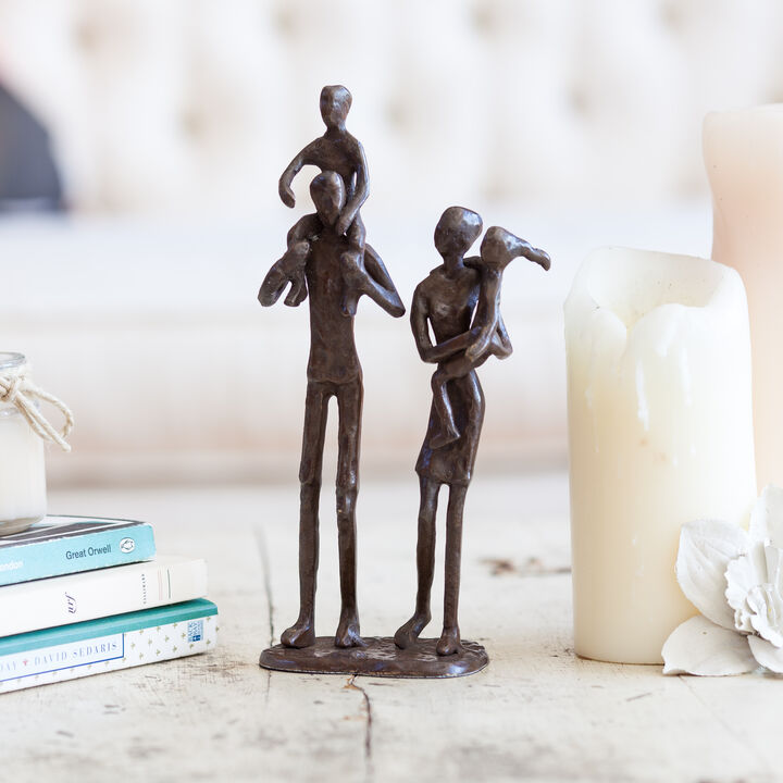 Parents Carrying Children Bronze Sculpture