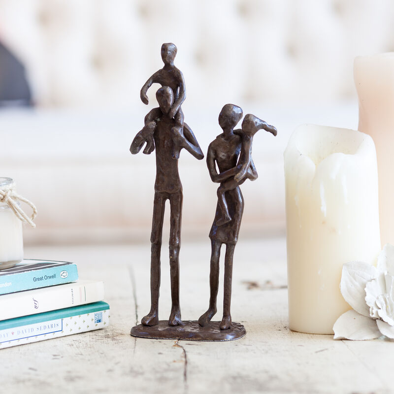 Parents Carrying Children Bronze Sculpture