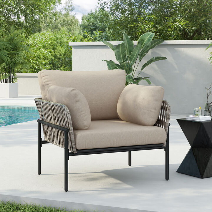 MeraxRope Weave Design Lounge Chair for  Indoor and Outdoor