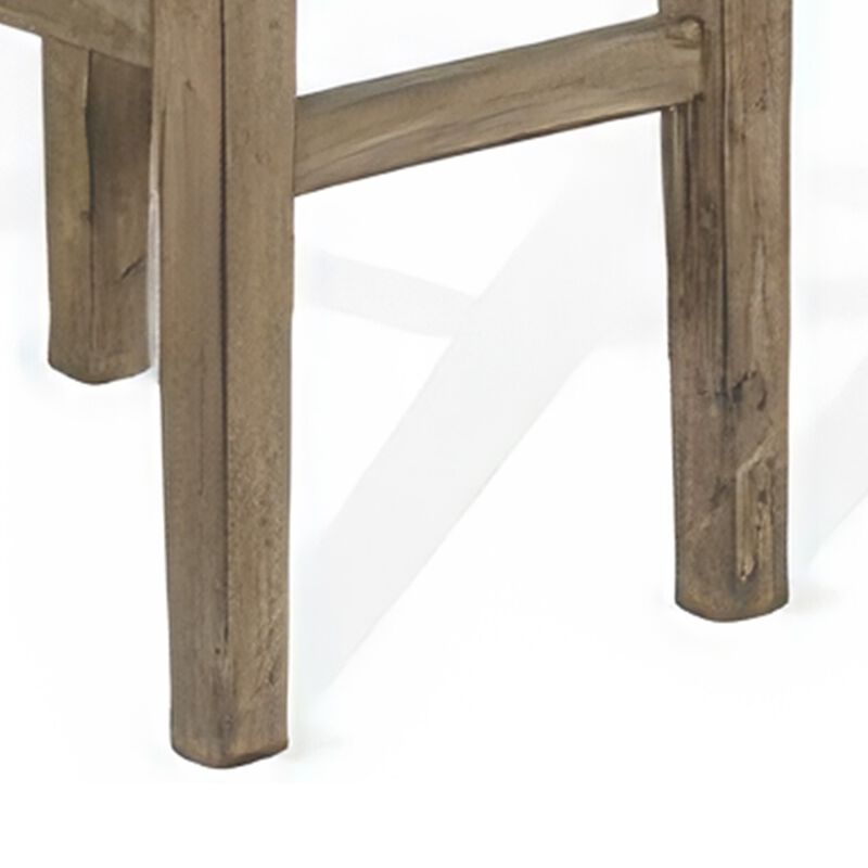 Yael Barstool, Black Faux Leather Cushioned, Taupe Mahogany Solid Wood - Benzara