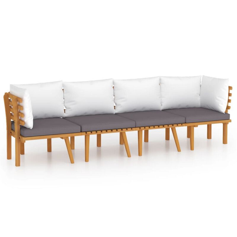 Roma 4pc Outdoor Modular Sofa Set, Solid Acacia Wood - Benzara