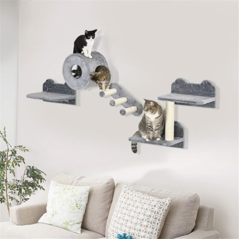 Cat Wall Shelves, Cat Trees & Climbing Tower with Scratching Posts, Perches, and Cozy Spaces for Cats