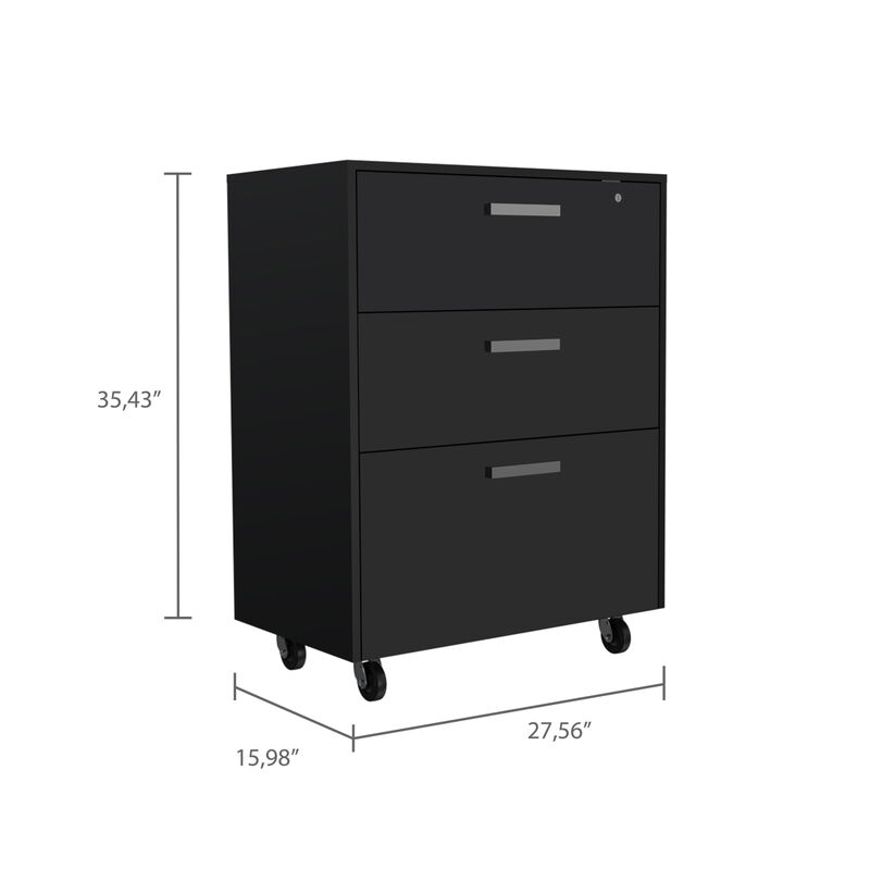 Medford 3-Drawer Rectangle Chest With Caster Black Wengue