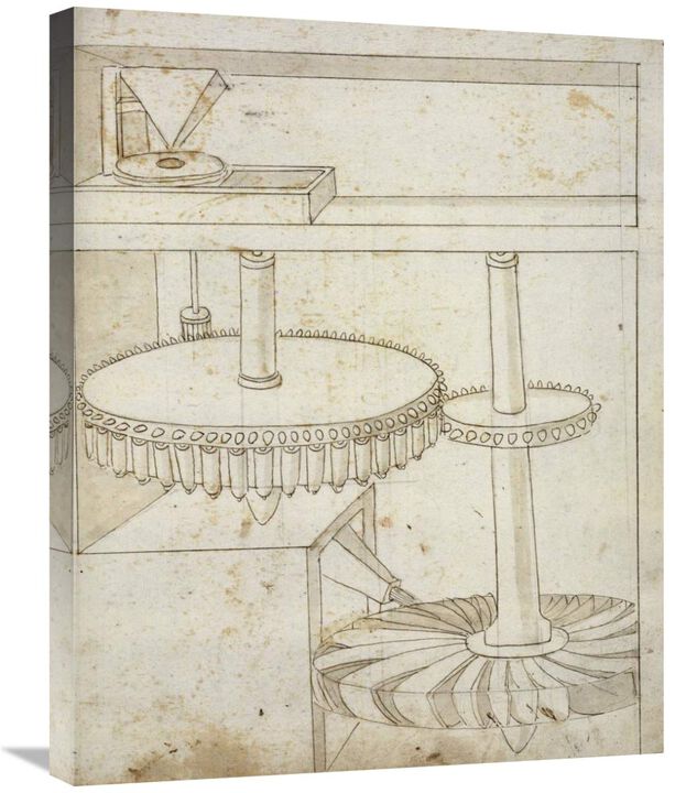 Folio 44: mill powered by horizontal wheel-Canvas Art-22x28