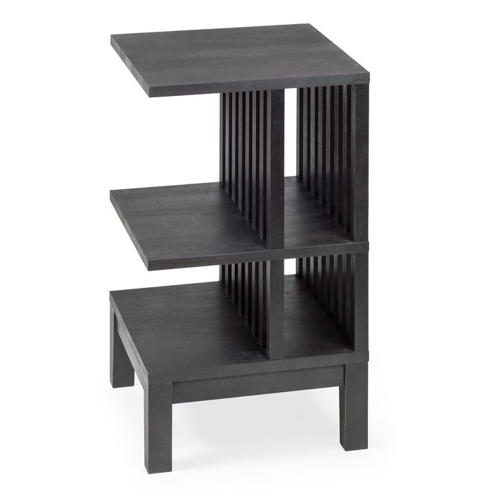 Black Hardwood Stand with Three Shelves - High-end Modern Farmhouse Side Table Black Hardwood Stand with Three Shelves - High-end Modern Farmhouse Side Table
