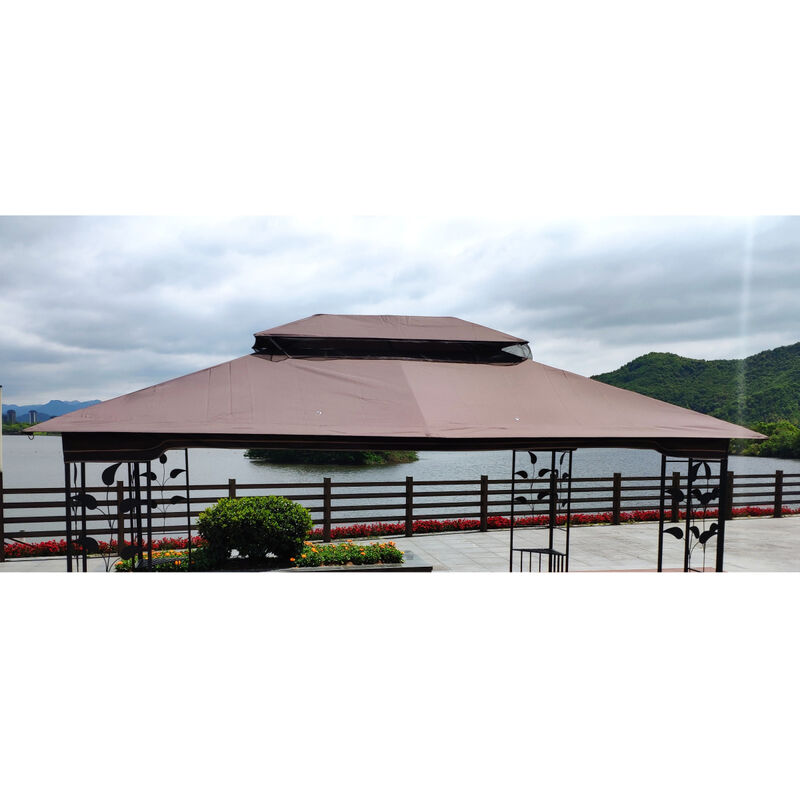13 X 10FT Patio Double Roof Gazebo Replacement Canopy Top Fabric