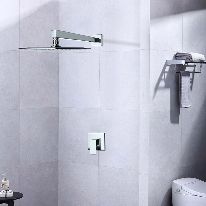 Wall Mounted Shower Faucet In Chrome Plated (Valve Included)
