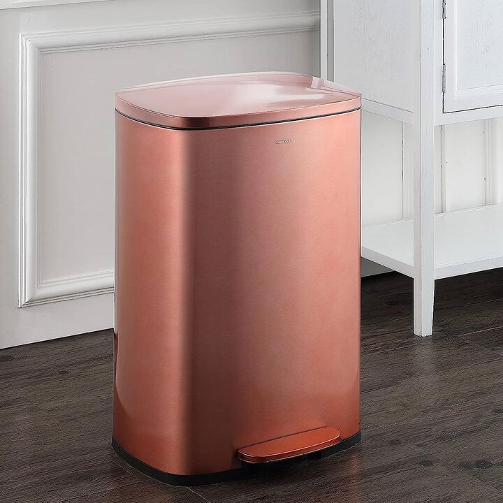 Hivvago Set of 2   Copper Gold Step on Trash Can   13 Gallon and 1.3 Gallon