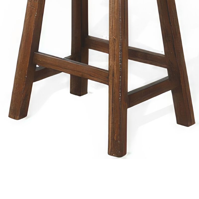 Reggie Barstool Set of 2, Saddle Seat, Mocha Brown Mahogany, 30 Inch - Benzara