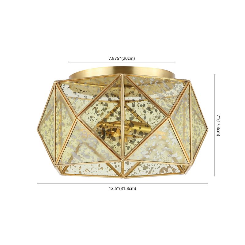 Violet 2-Light Industrial Vintage Iron/Glass LED Flush Mount