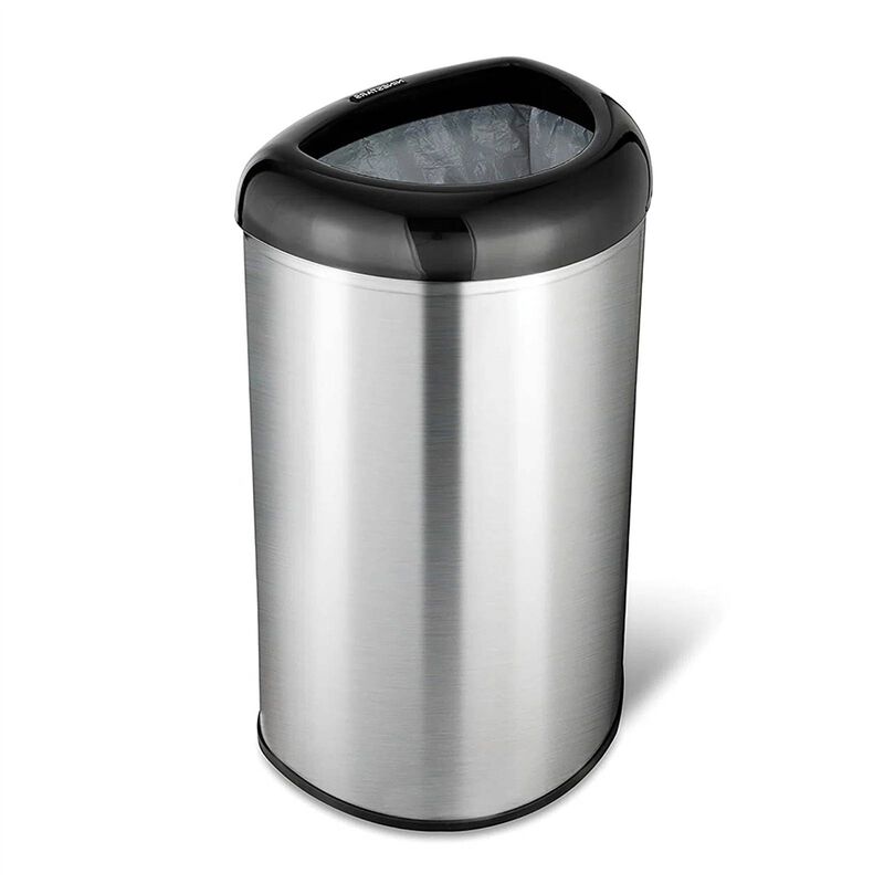 Hivvago Stainless Steel Black Open Top 13-Gallon Kitchen Trash Can with No Lid
