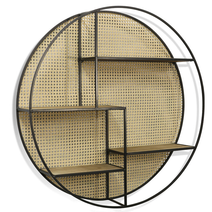 Open Cane & Bronze Shelf